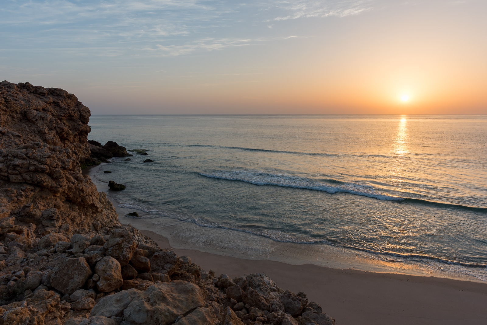 Sunrise Over The Wild Coast Of Ras Al Jinz Oman